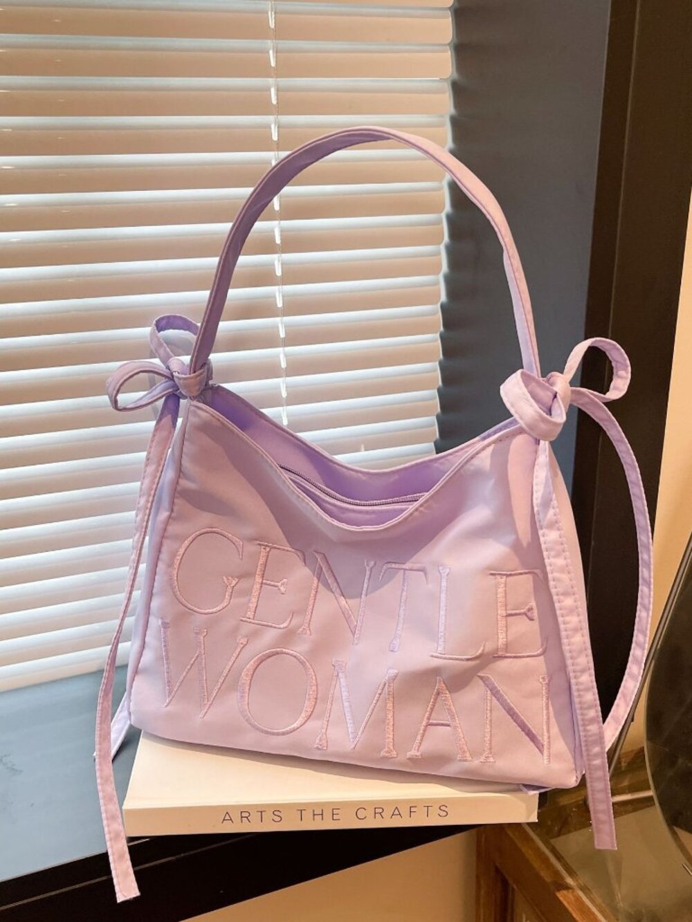 Lilac / Purple Nylon Bow Shoulder Bag Boutique NWOT